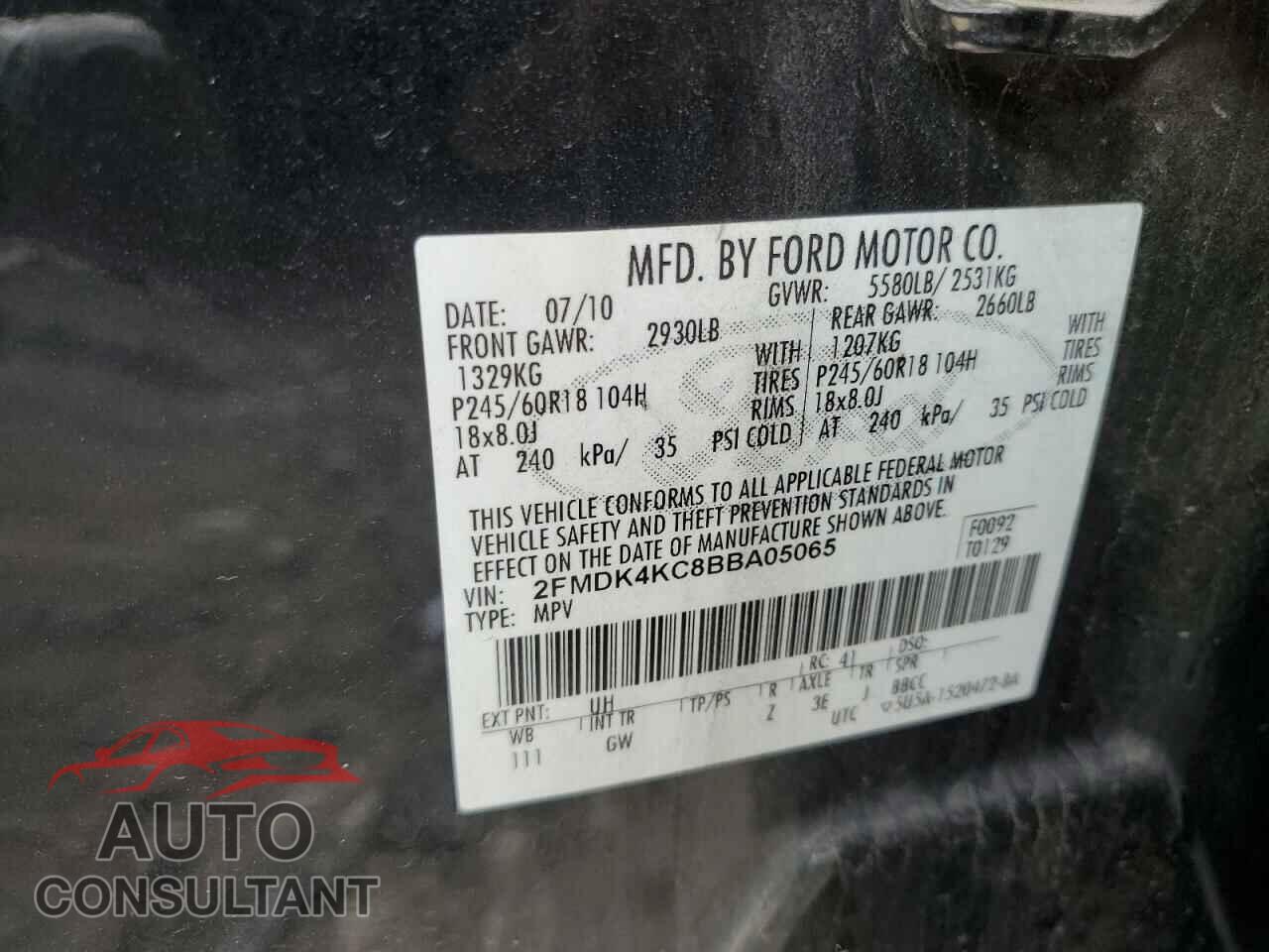 FORD EDGE 2011 - 2FMDK4KC8BBA05065