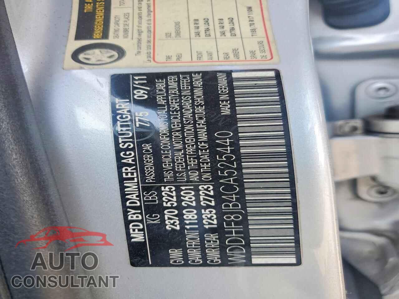 MERCEDES-BENZ E-CLASS 2012 - WDDHF8JB4CA525440