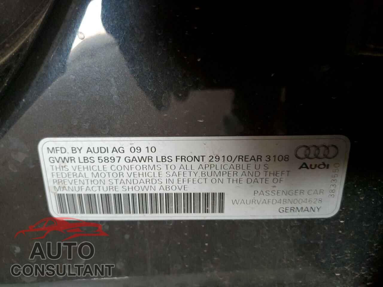 AUDI A8 2011 - WAURVAFD4BN004628
