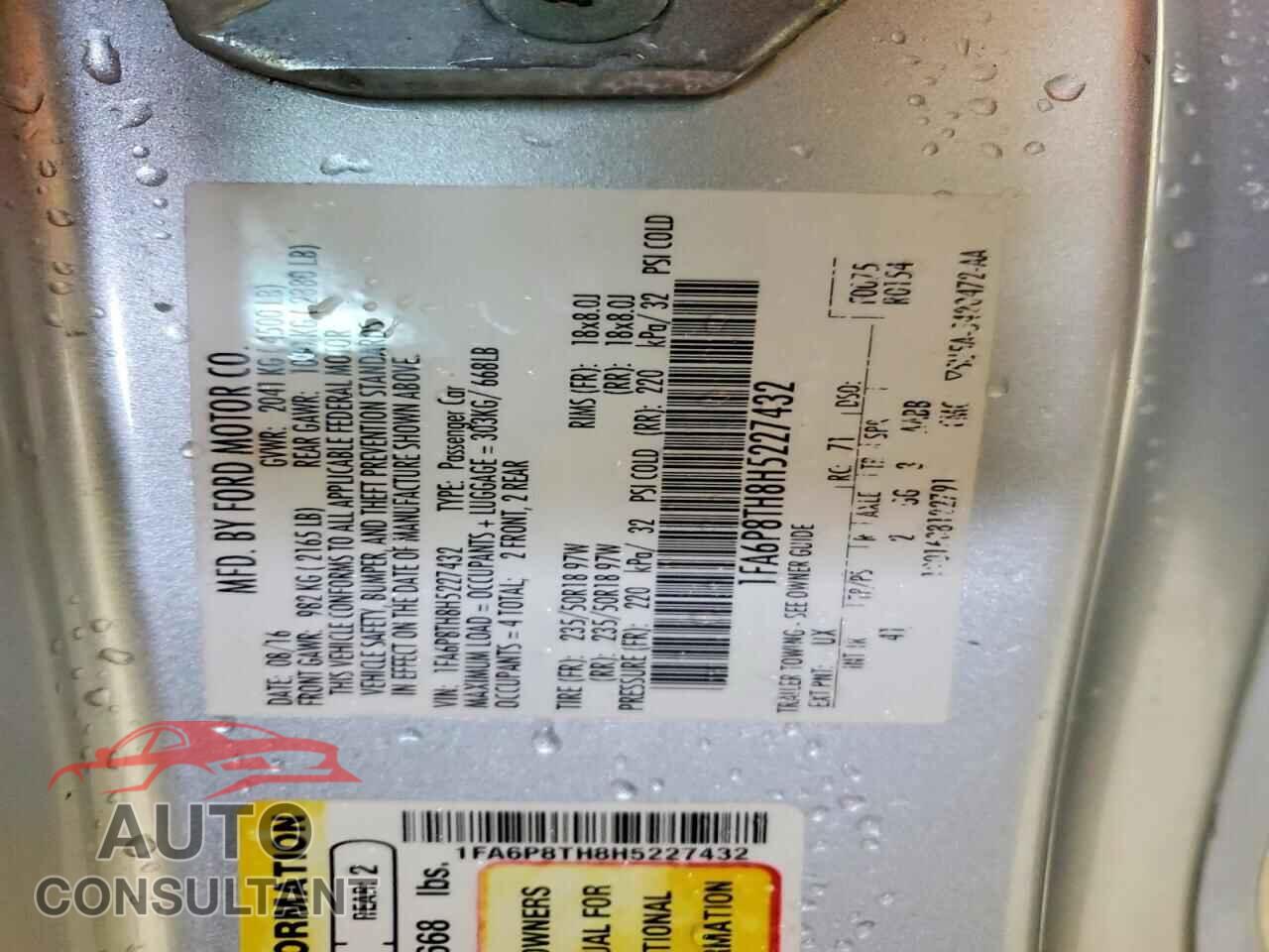 FORD MUSTANG 2017 - 1FA6P8TH8H5227432