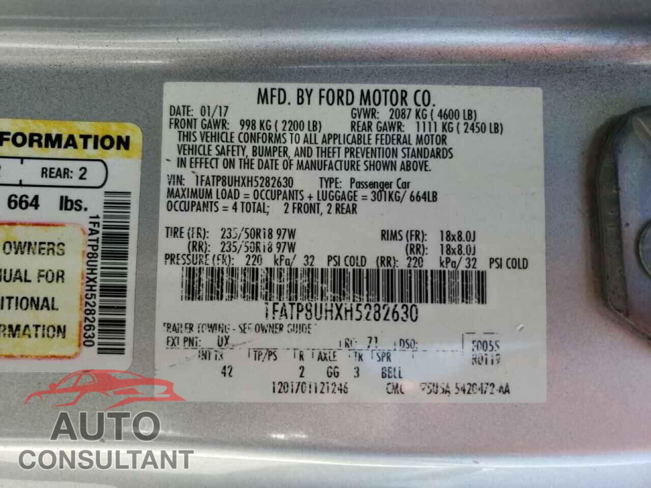 FORD MUSTANG 2017 - 1FATP8UHXH5282630