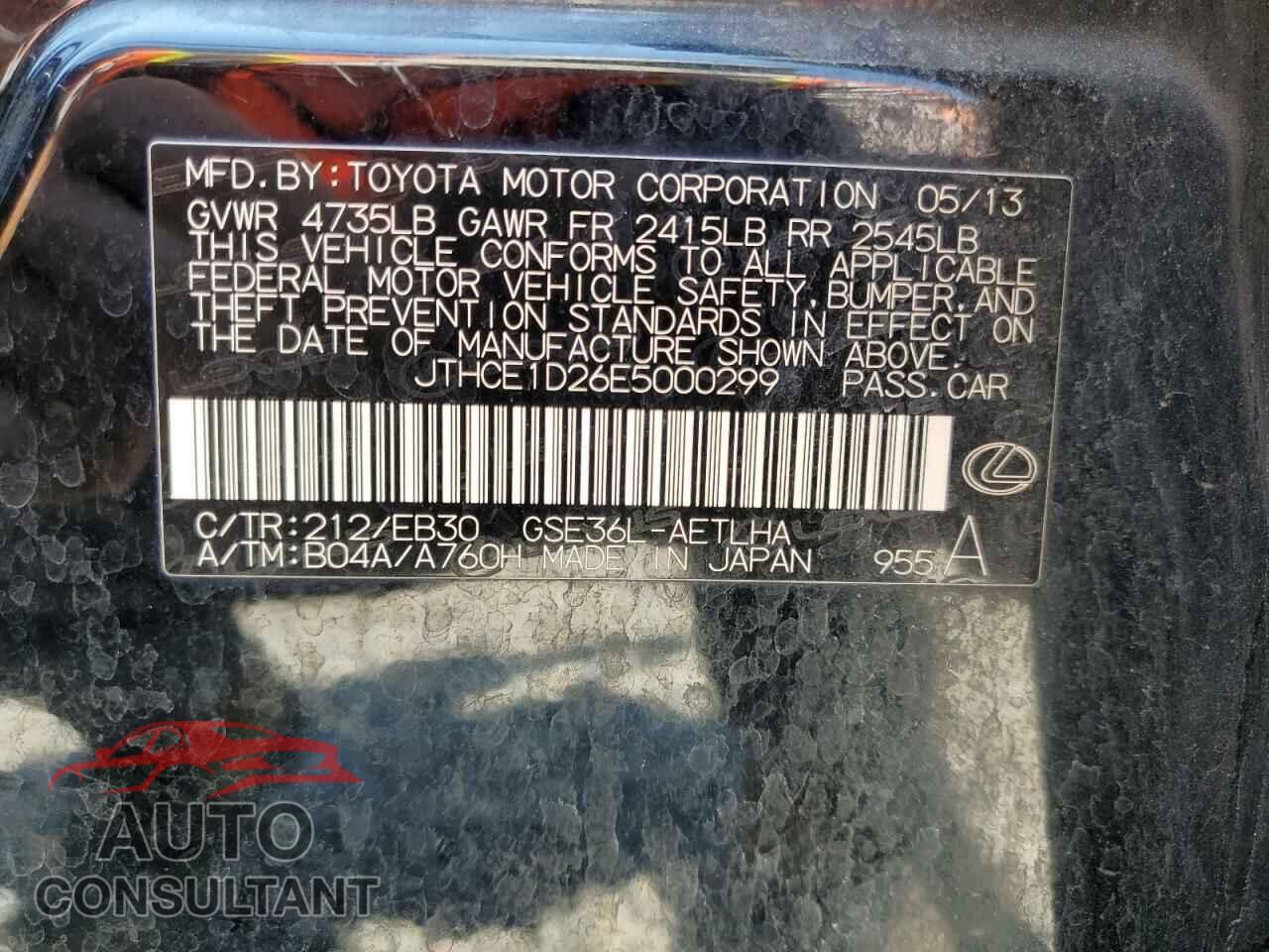 LEXUS IS 2014 - JTHCE1D26E5000299