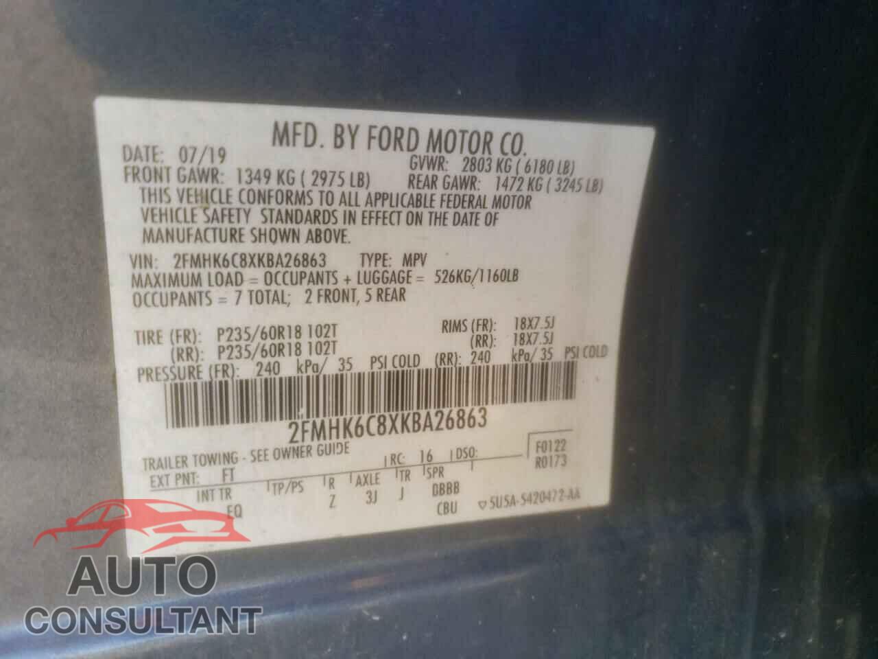 FORD FLEX 2019 - 2FMHK6C8XKBA26863
