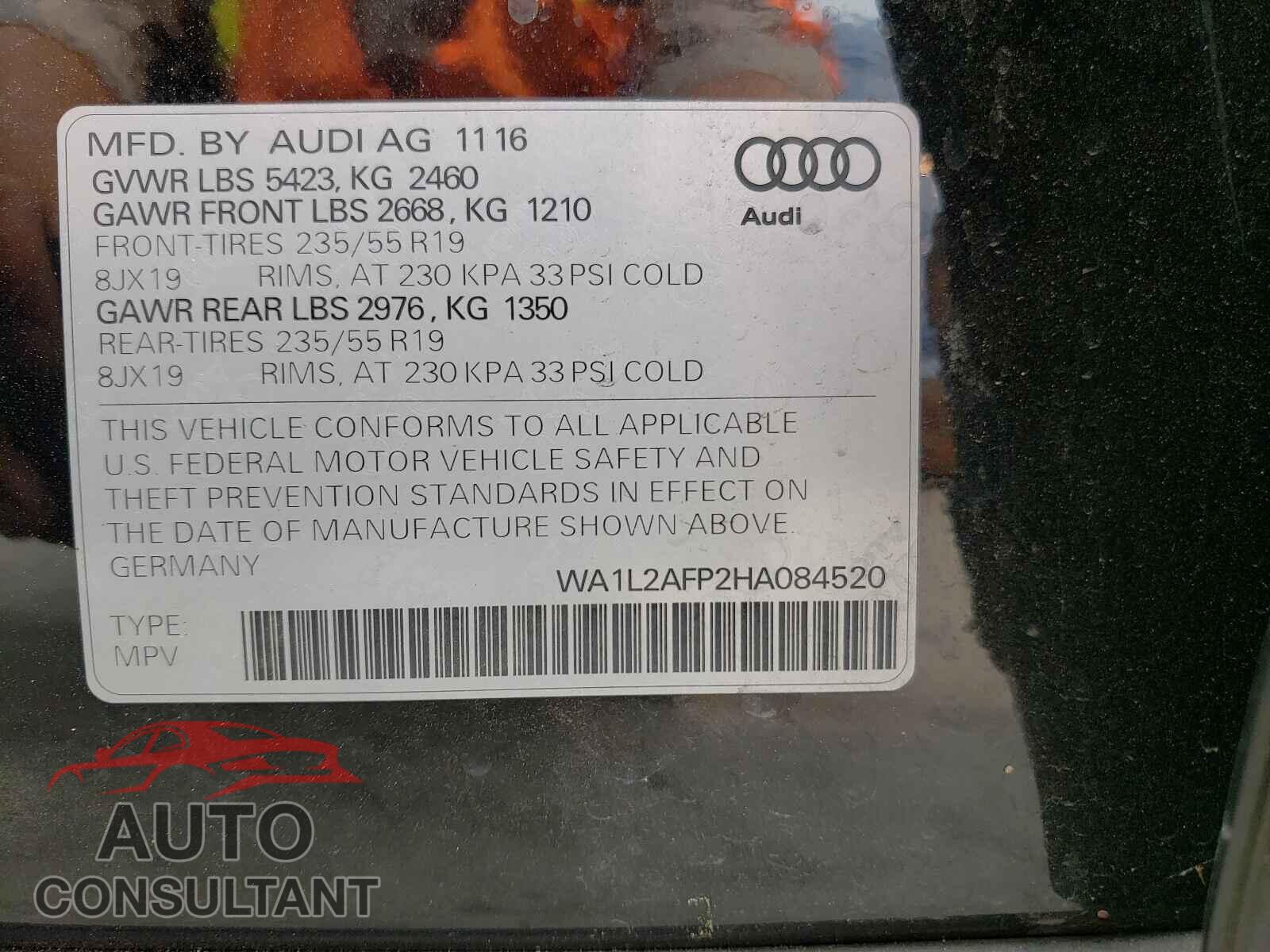 AUDI Q5 2017 - WA1L2AFP2HA084520