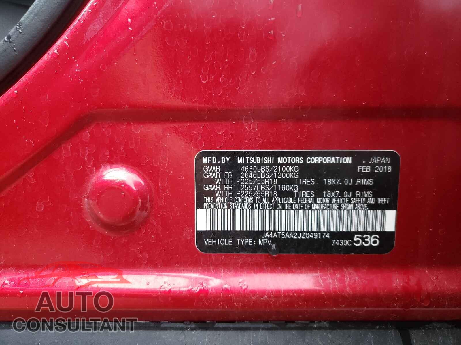 MITSUBISHI ECLIPSE 2018 - JA4AT5AA2JZ049174