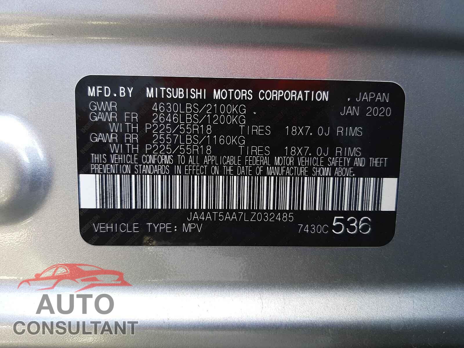 MITSUBISHI ECLIPSE 2020 - JA4AT5AA7LZ032485