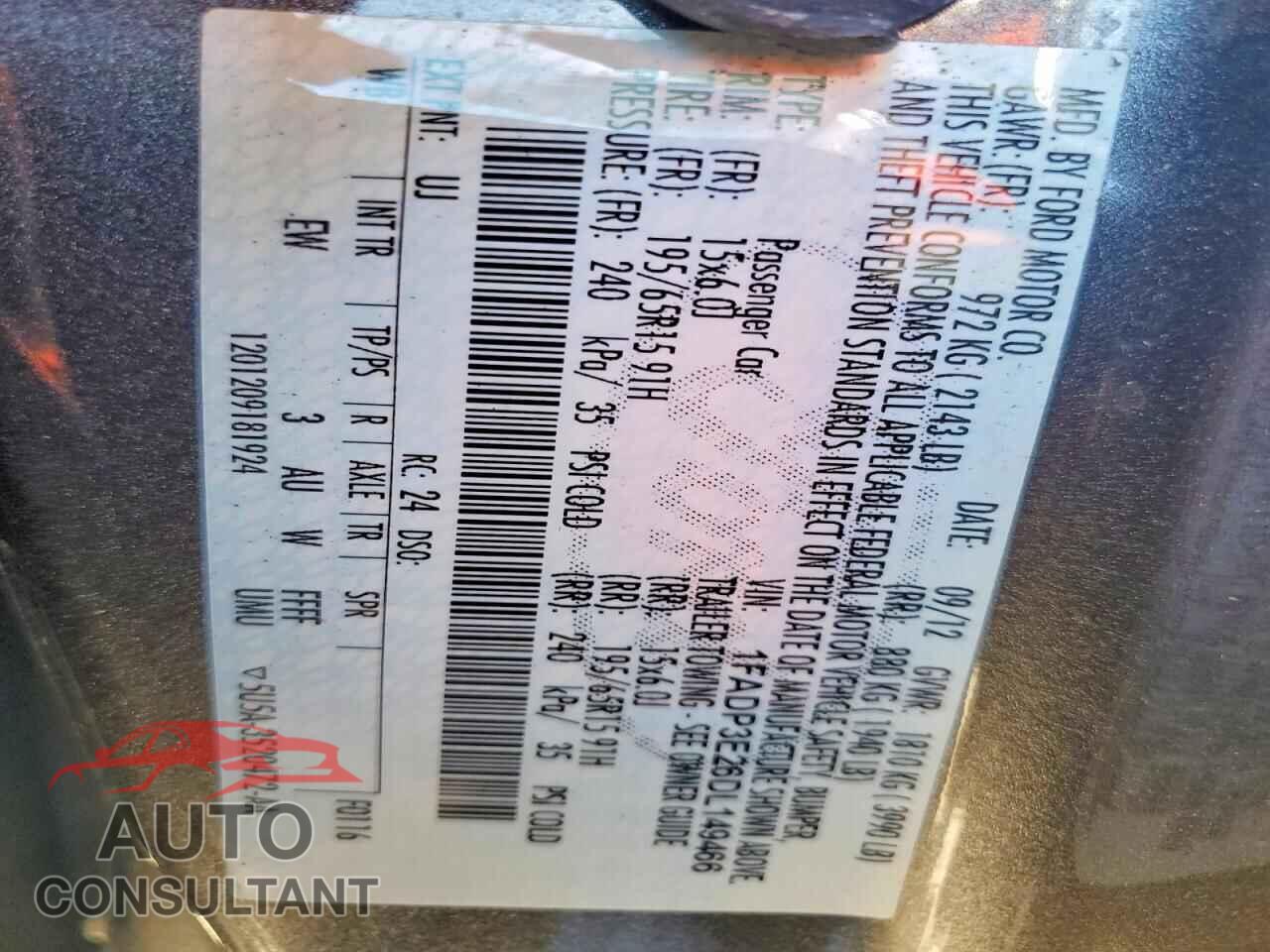 FORD FOCUS 2013 - 1FADP3E26DL149466