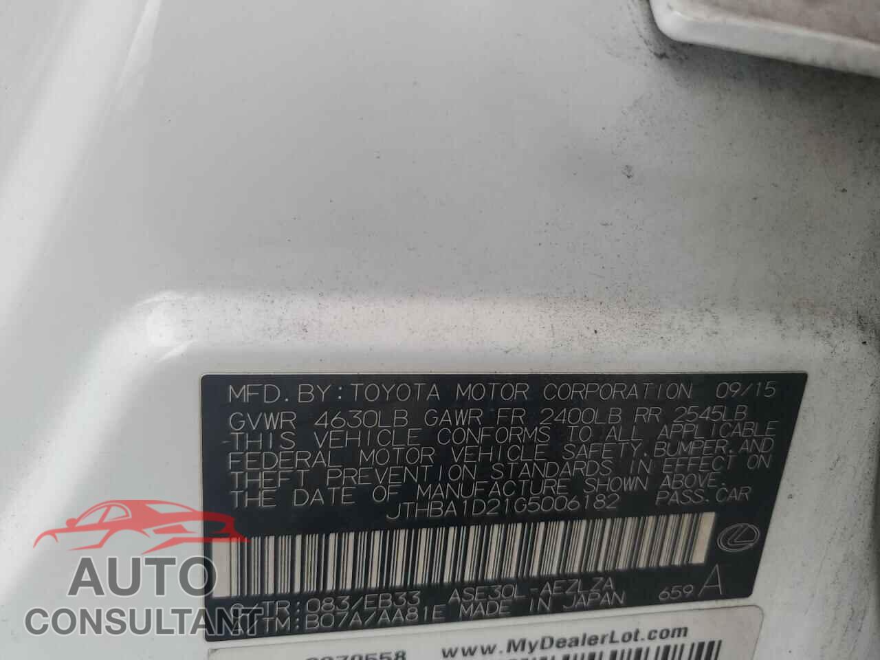 LEXUS IS 2016 - JTHBA1D21G5006182