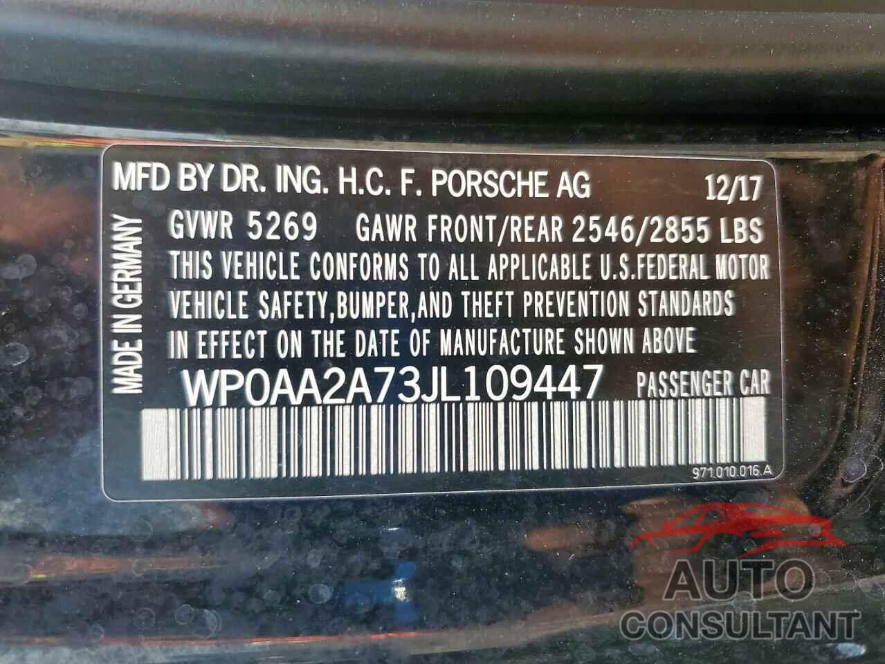 PORSCHE PANAMERA 2018 - WP0AA2A73JL109447
