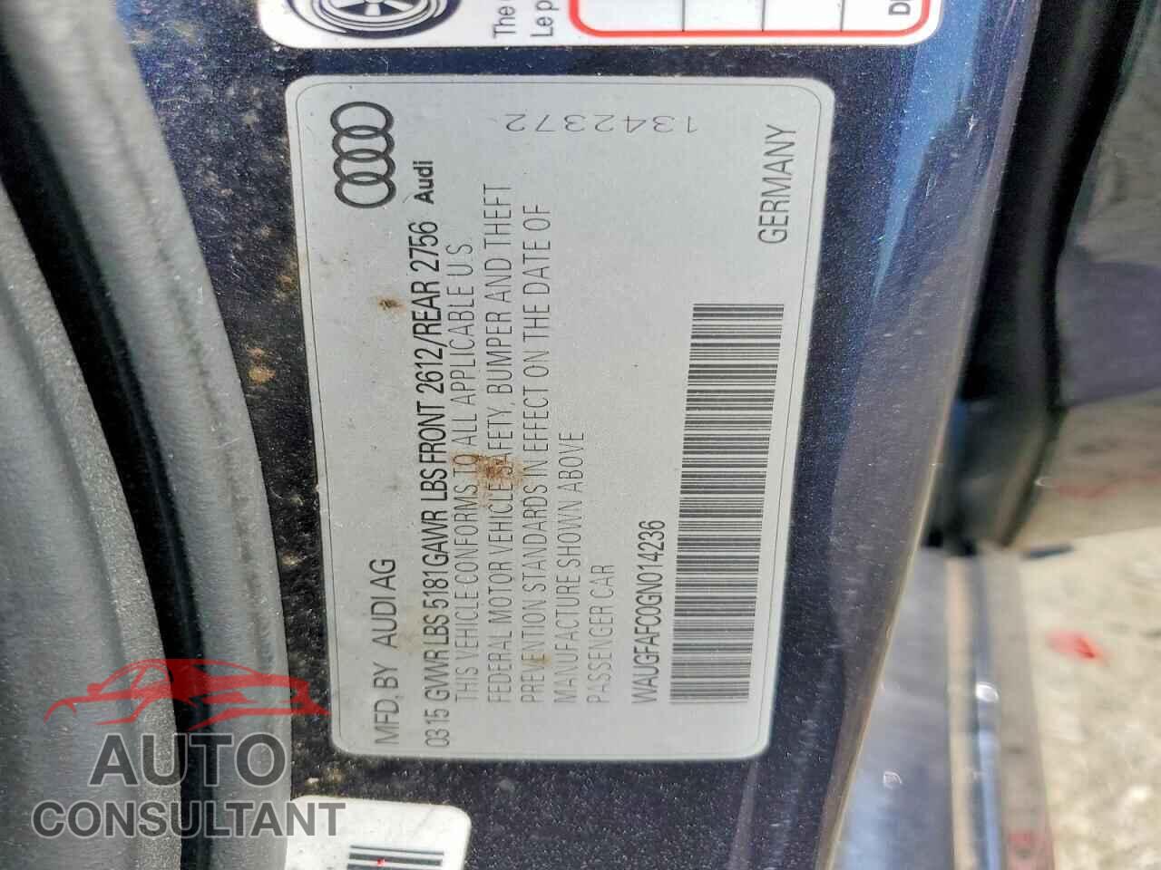 AUDI A6 2016 - WAUGFAFC0GN014236
