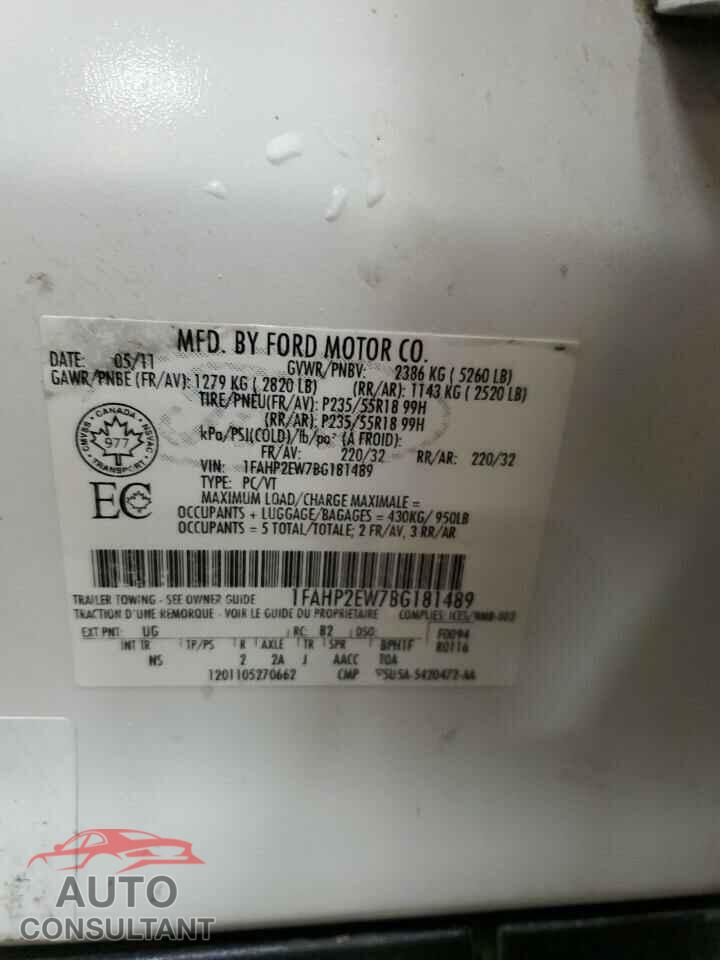 FORD TAURUS 2011 - 1FAHP2EW7BG181489