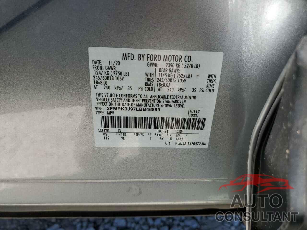 FORD EDGE 2020 - 2FMPK3J97LBB46899