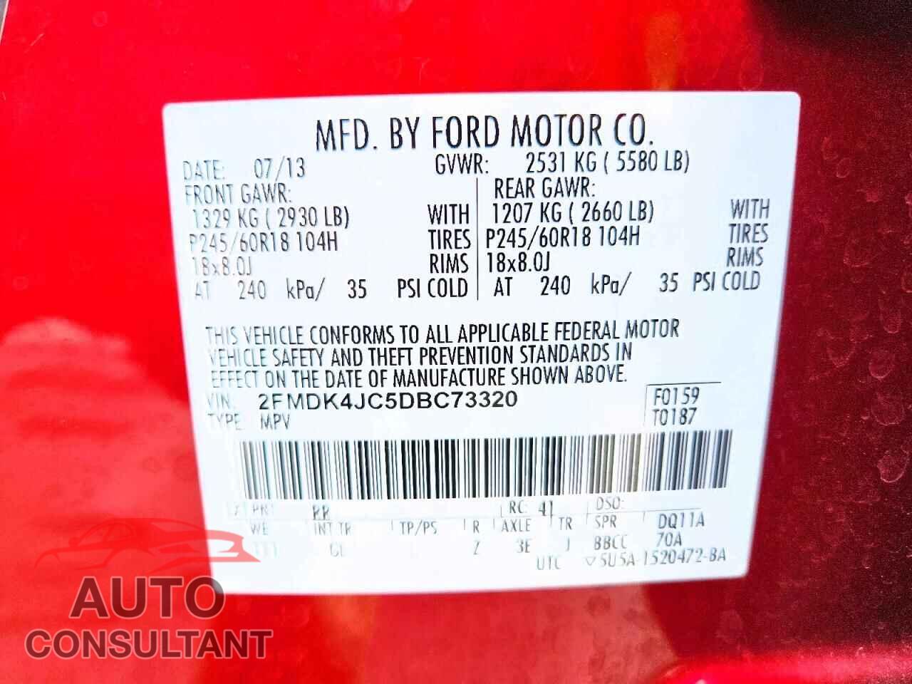 FORD EDGE 2013 - 2FMDK4JC5DBC73320
