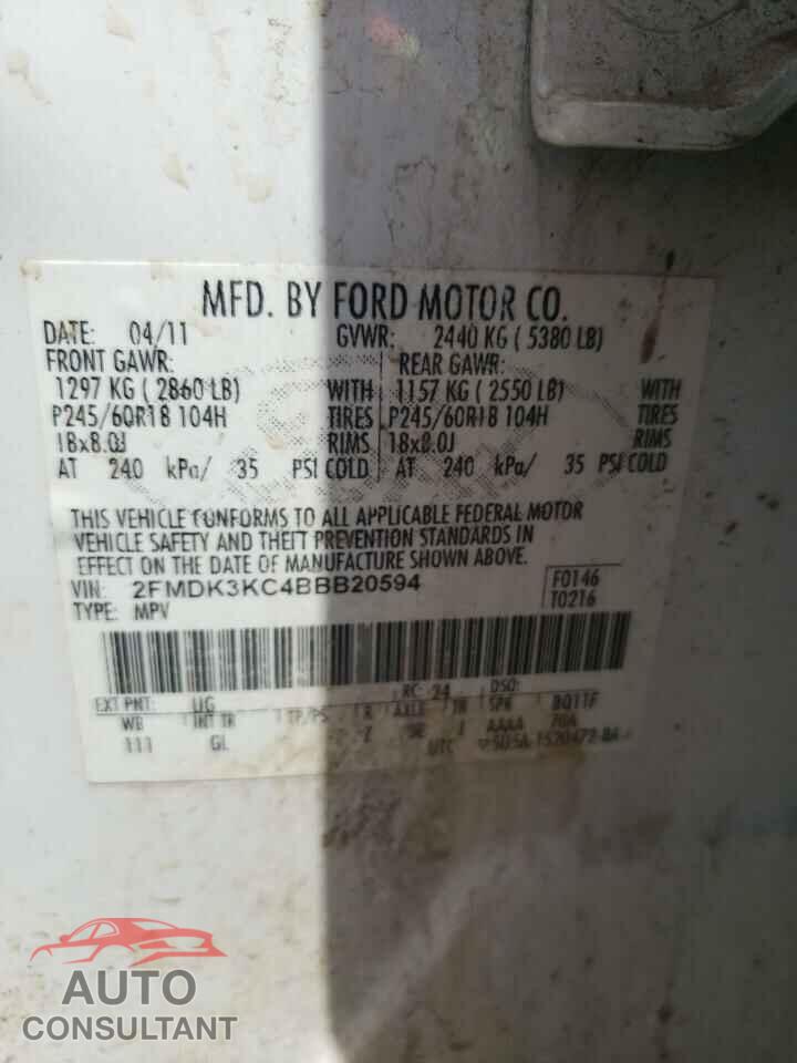 FORD EDGE 2011 - 2FMDK3KC4BBB20594