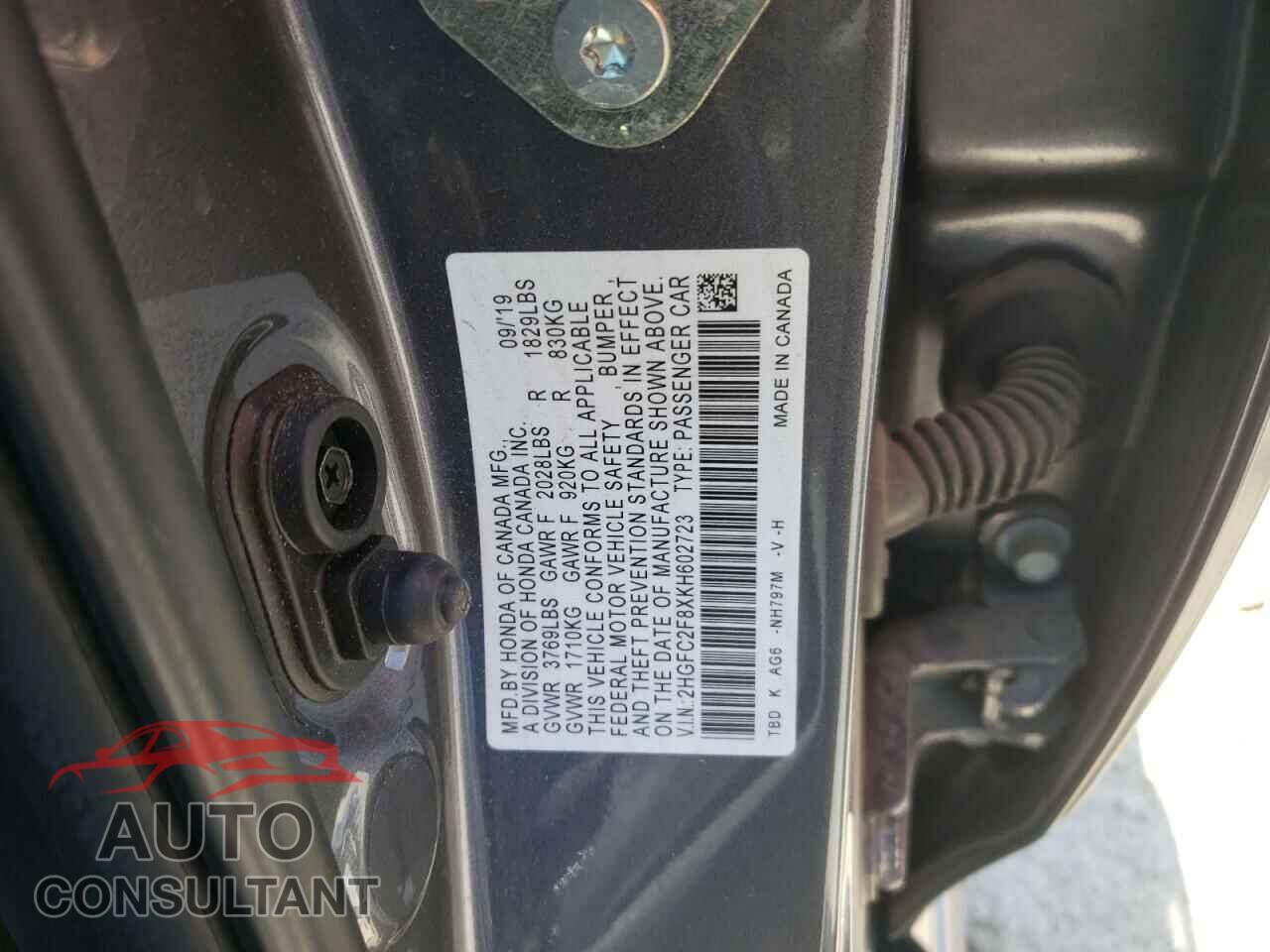 HONDA CIVIC 2019 - 2HGFC2F8XKH602723