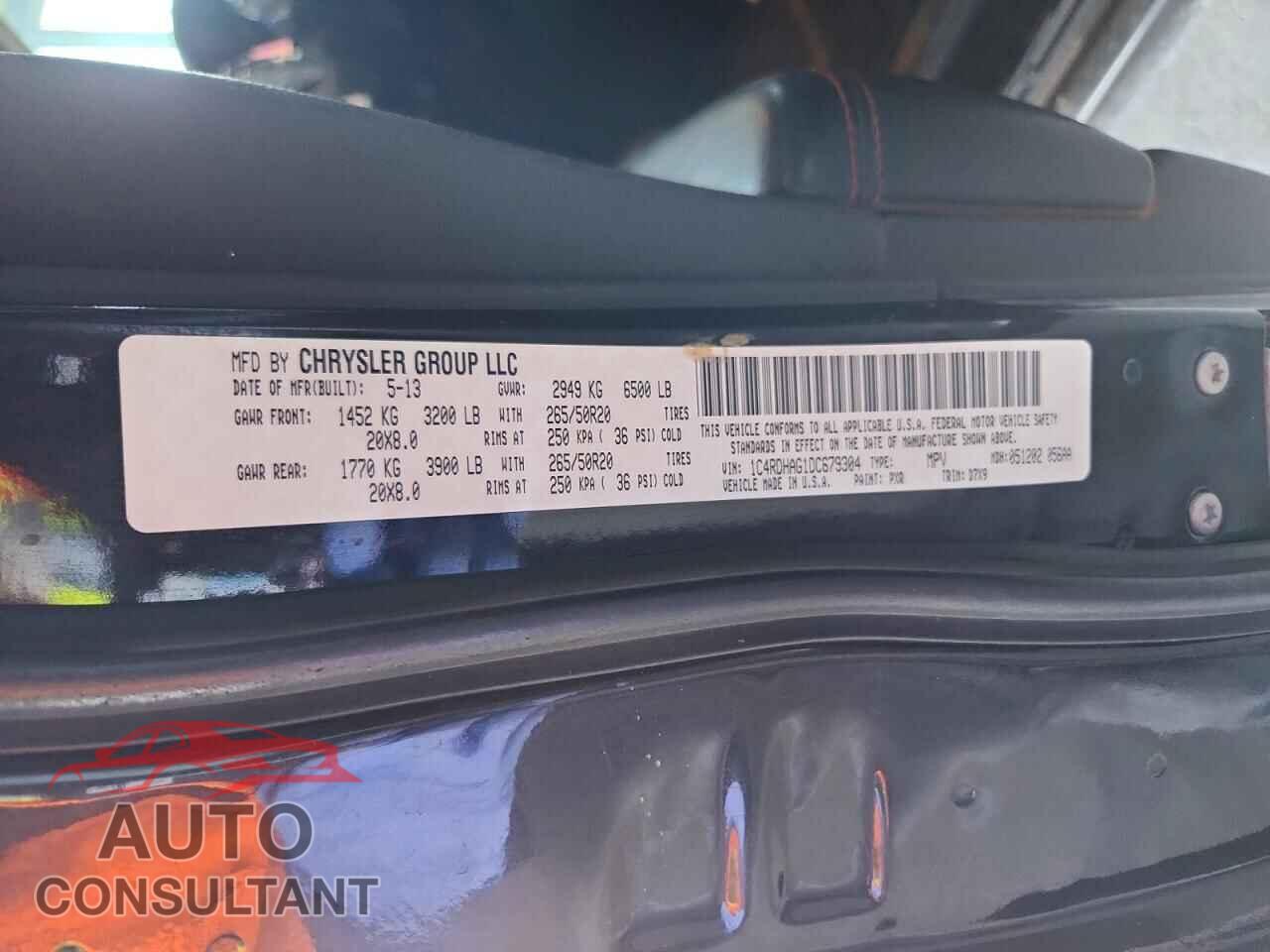 DODGE DURANGO 2013 - 1C4RDHAG1DC679304