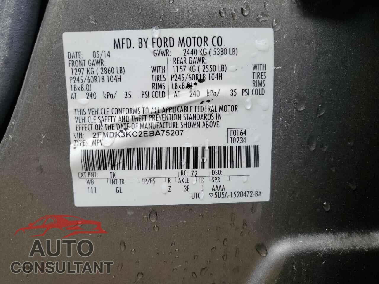 FORD EDGE 2014 - 2FMDK3KC2EBA75207