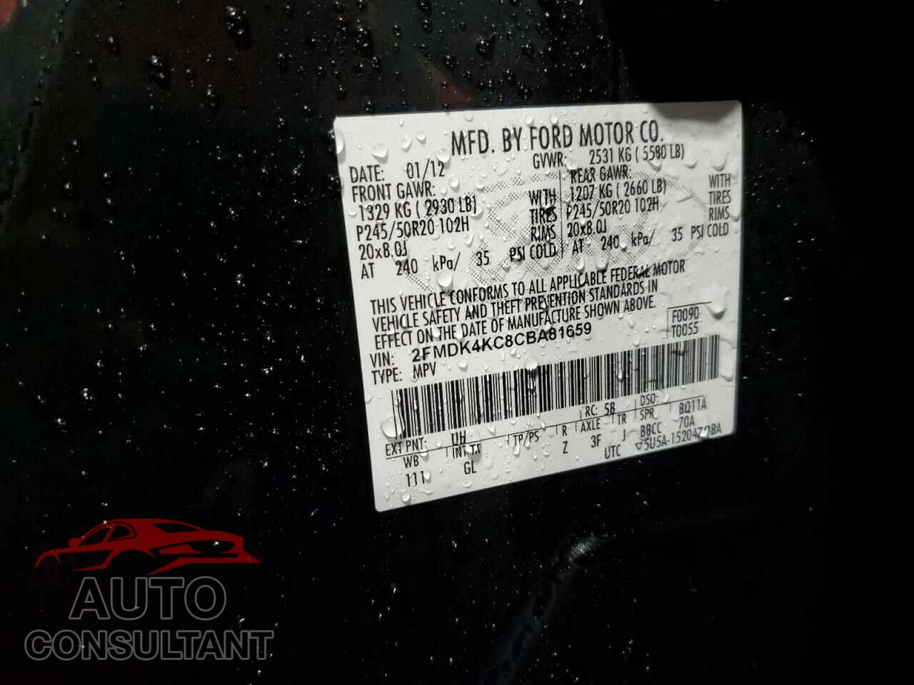 FORD EDGE 2012 - 2FMDK4KC8CBA81659