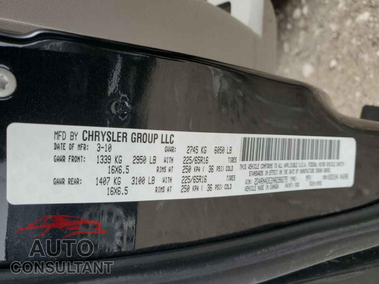 DODGE CARAVAN 2010 - 2D4RN4DE2AR298275
