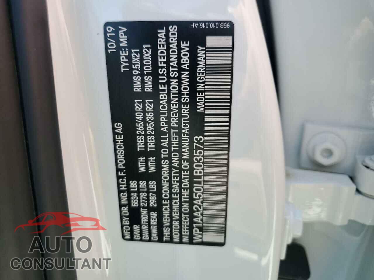 PORSCHE MACAN 2020 - WP1AA2A50LLB03573