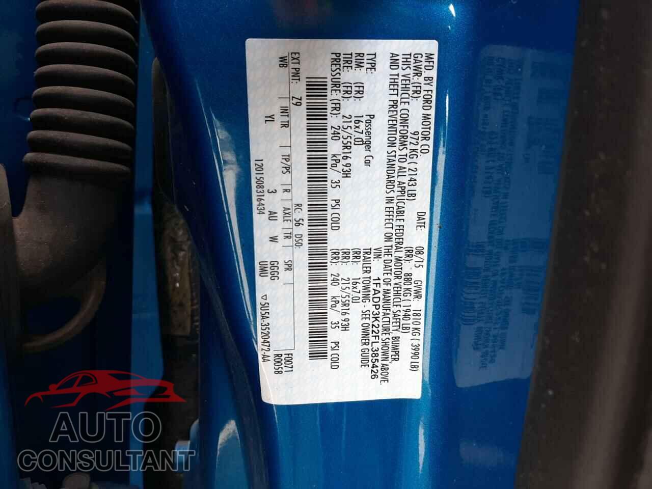FORD FOCUS 2015 - 1FADP3K22FL385426