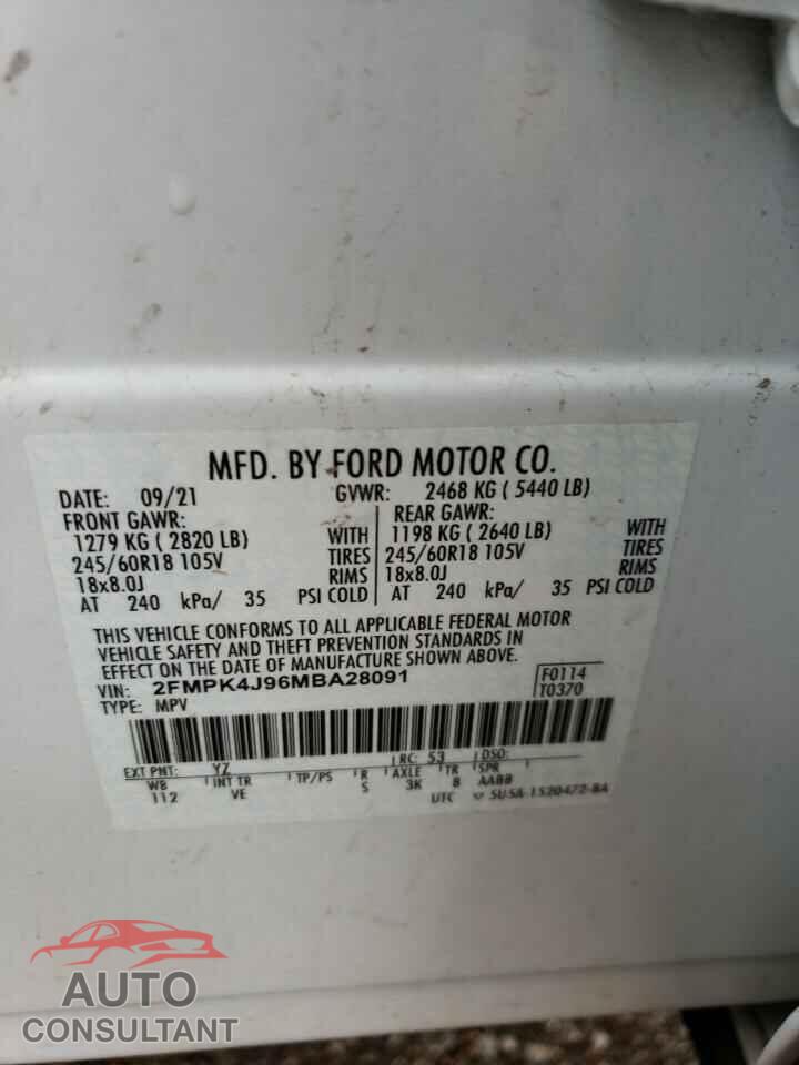 FORD EDGE 2021 - 2FMPK4J96MBA28091
