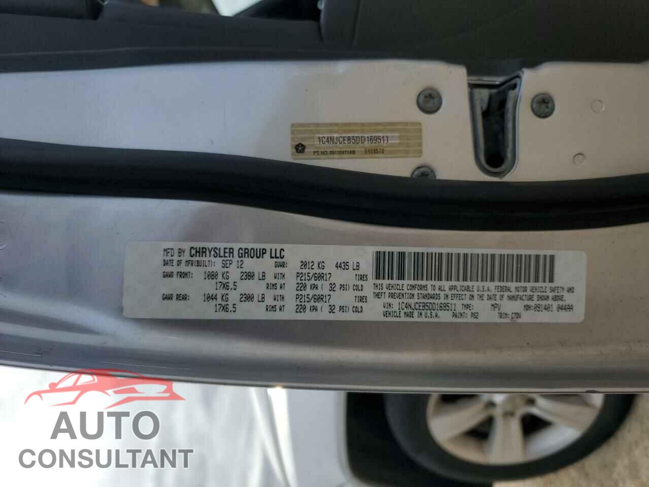 JEEP COMPASS 2013 - 1C4NJCEB5DD169511