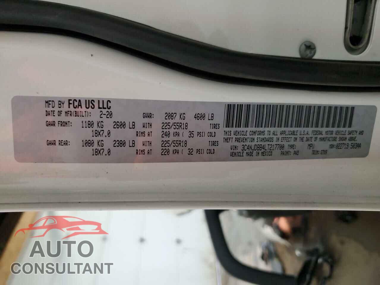 JEEP COMPASS 2020 - 3C4NJDBB4LT217700