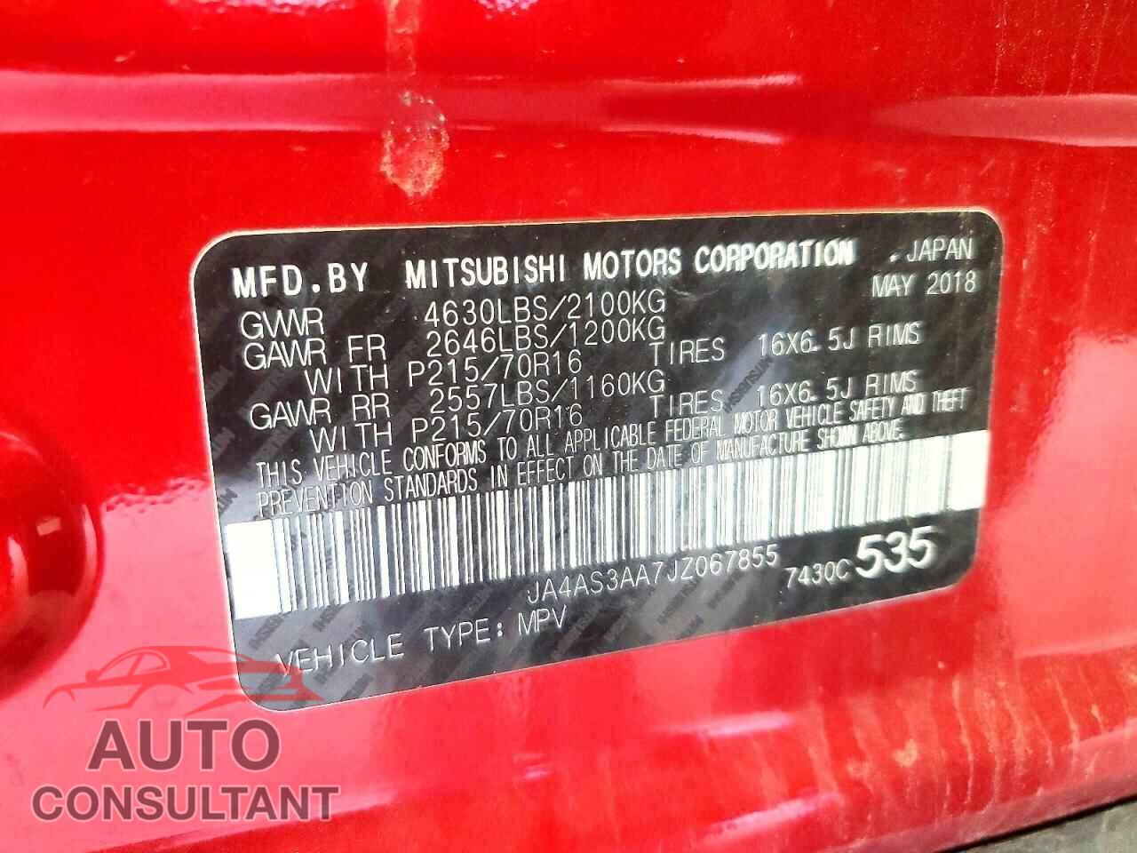 MITSUBISHI ECLIPSE 2018 - JA4AS3AA7JZ067855