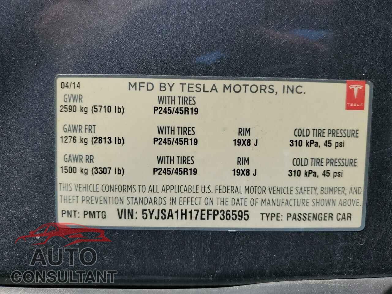 TESLA MODEL S 2014 - 5YJSA1H17EFP36595