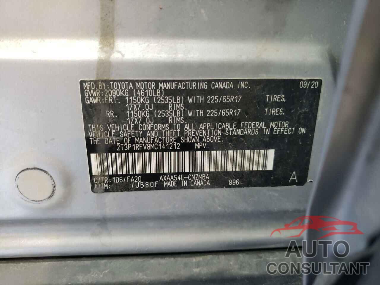 TOYOTA RAV4 2021 - 2T3P1RFV8MC141212