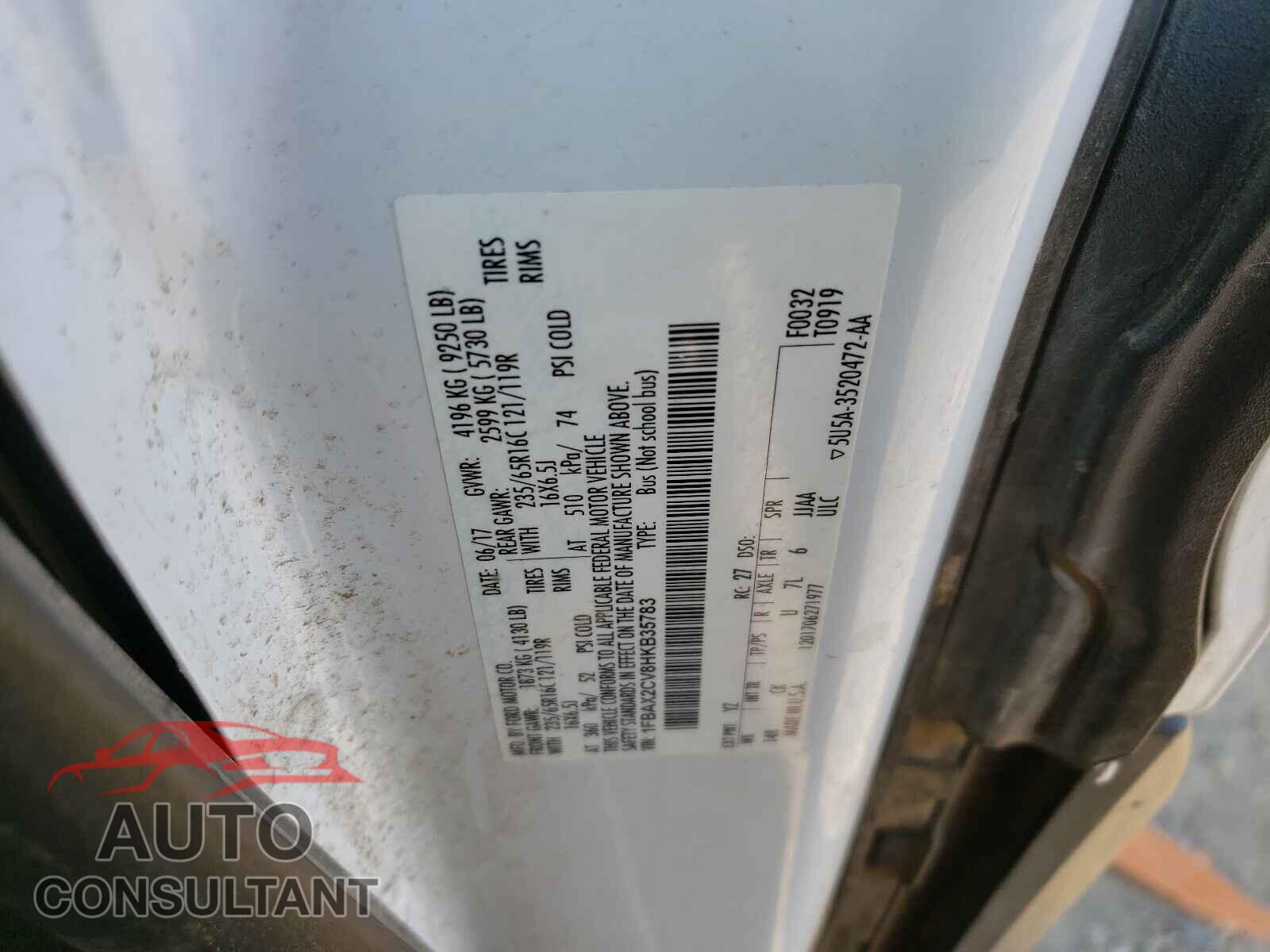 FORD TRANSIT CO 2017 - 1FBAX2CV8HKB35783