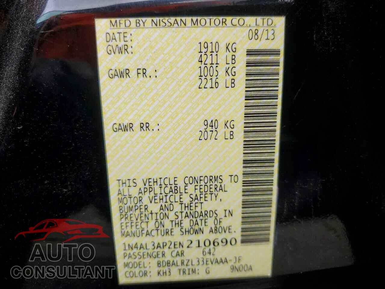 NISSAN ALTIMA 2014 - 1N4AL3AP2EN210690