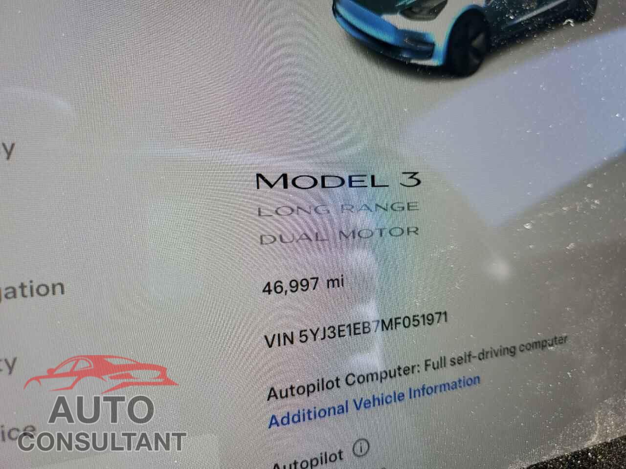 TESLA MODEL 3 2021 - 5YJ3E1EB7MF051971