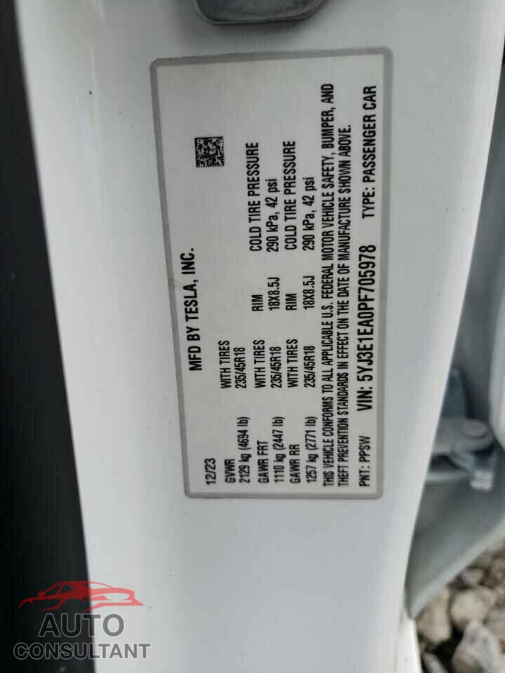 TESLA MODEL 3 2020 - 5YJ3E1EA0PF705978