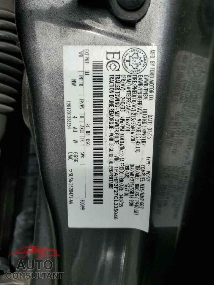 FORD FOCUS 2012 - 1FAHP3F27CL335046
