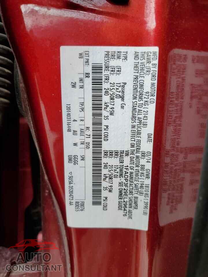 FORD FOCUS 2014 - 1FADP3F29EL296476