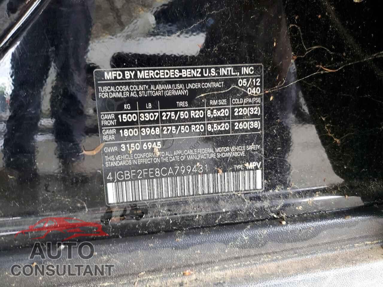 MERCEDES-BENZ GL-CLASS 2012 - 4JGBF2FE8CA799431