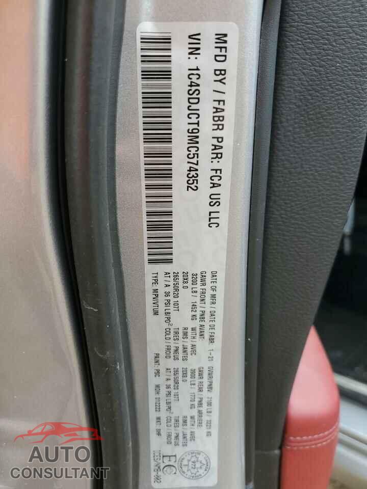 DODGE DURANGO 2021 - 1C4SDJCT9MC574352