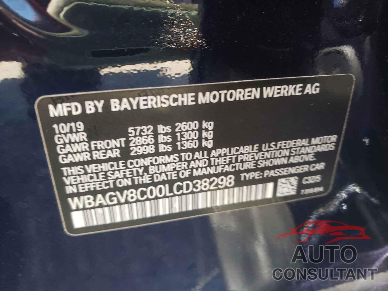 BMW M8 2020 - WBAGV8C00LCD38298
