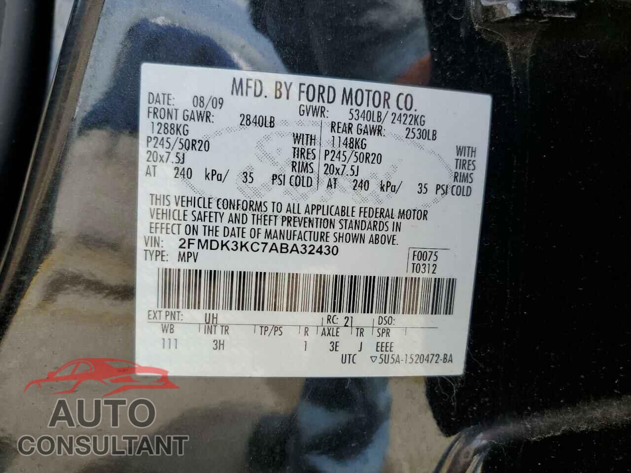 FORD EDGE 2010 - 2FMDK3KC7ABA32430