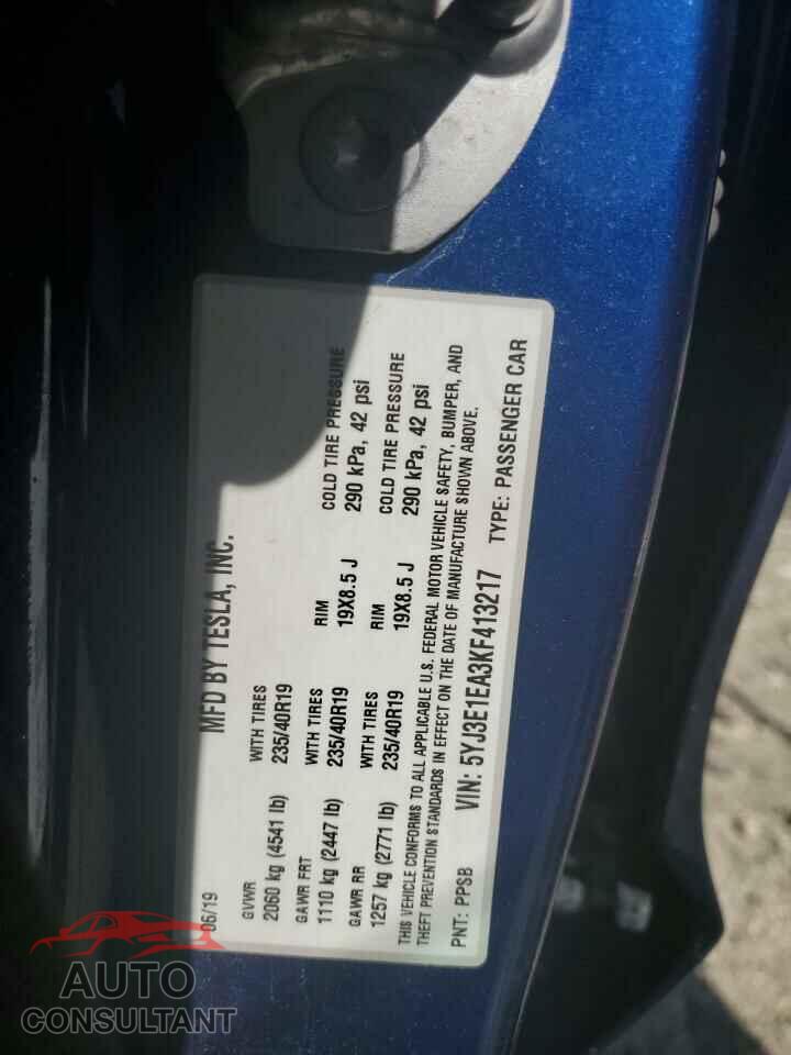 TESLA MODEL 3 2019 - 5YJ3E1EA3KF413217