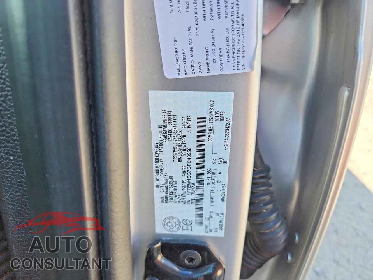 FORD F150 2016 - 1FTEW1EG7GFC48558