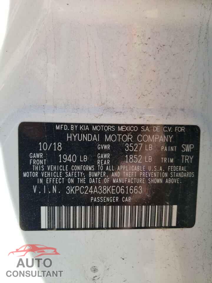 HYUNDAI ACCENT 2019 - 3KPC24A38KE061663