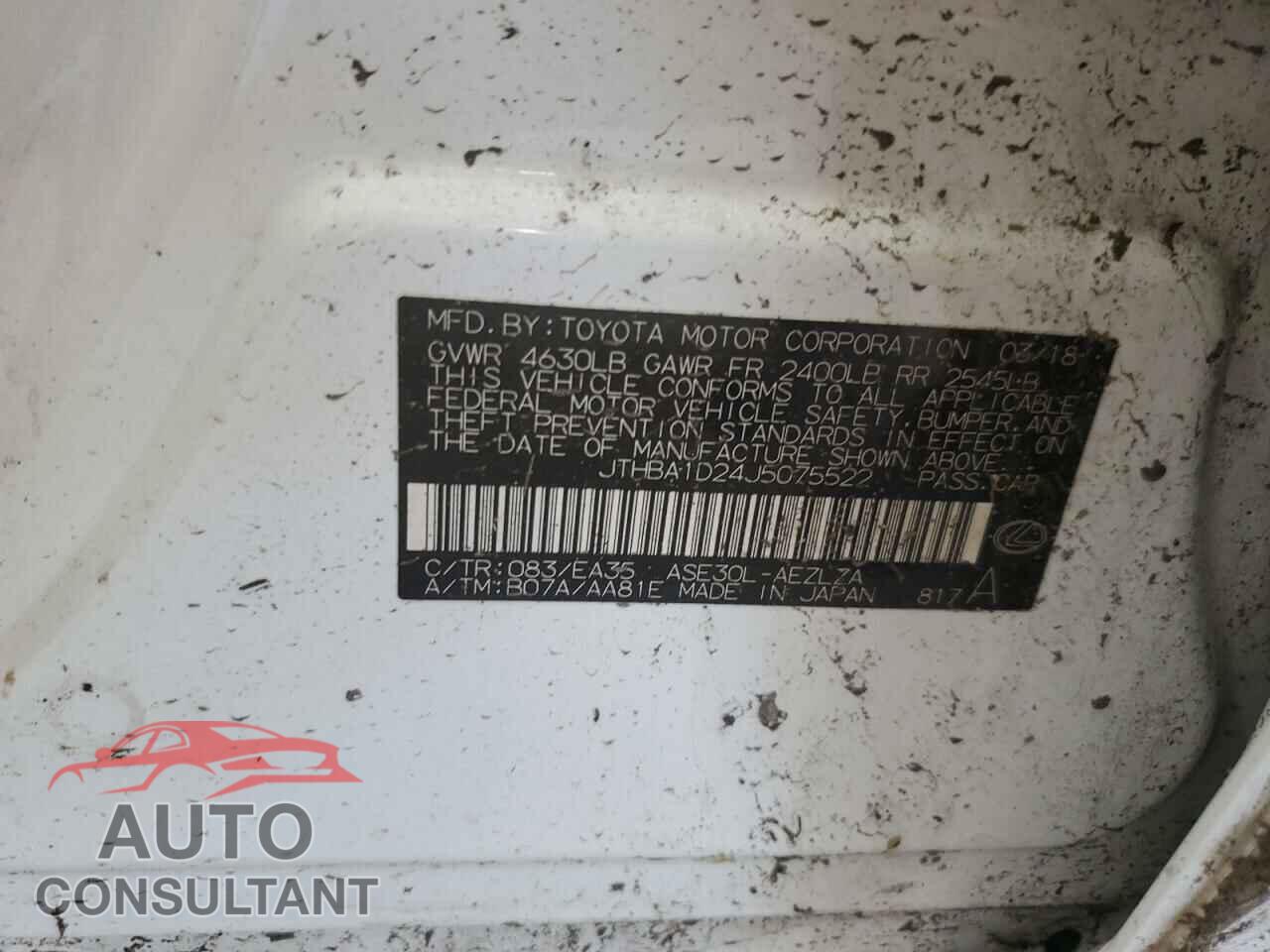 LEXUS IS 2018 - JTHBA1D24J5075522