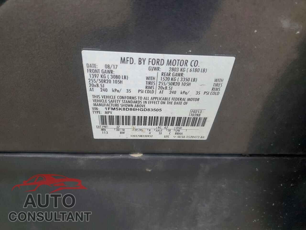 FORD EXPLORER 2017 - 1FM5K8D86HGD83505