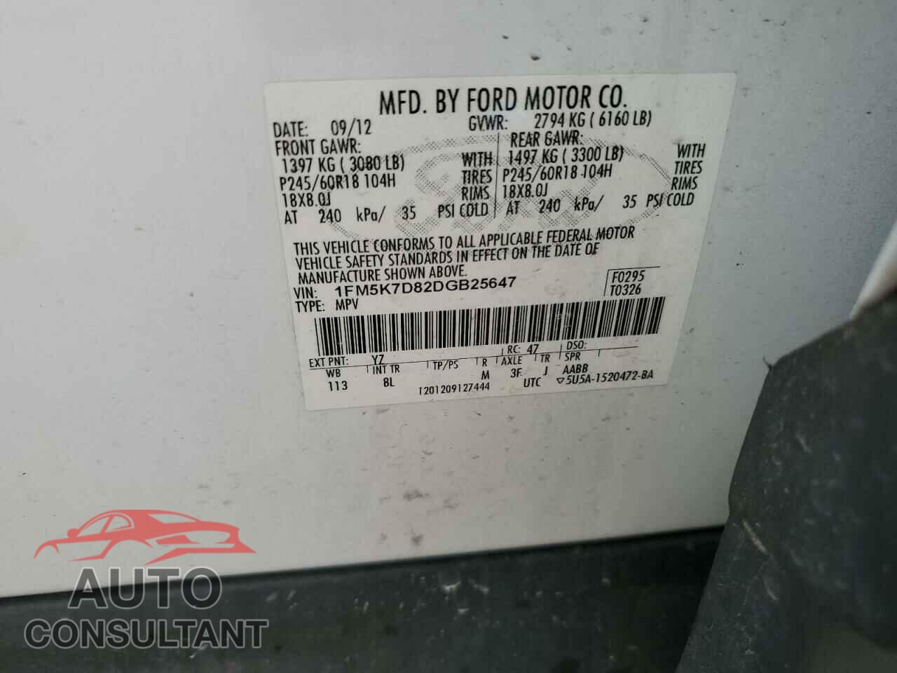 FORD EXPLORER 2013 - 1FM5K7D82DGB25647
