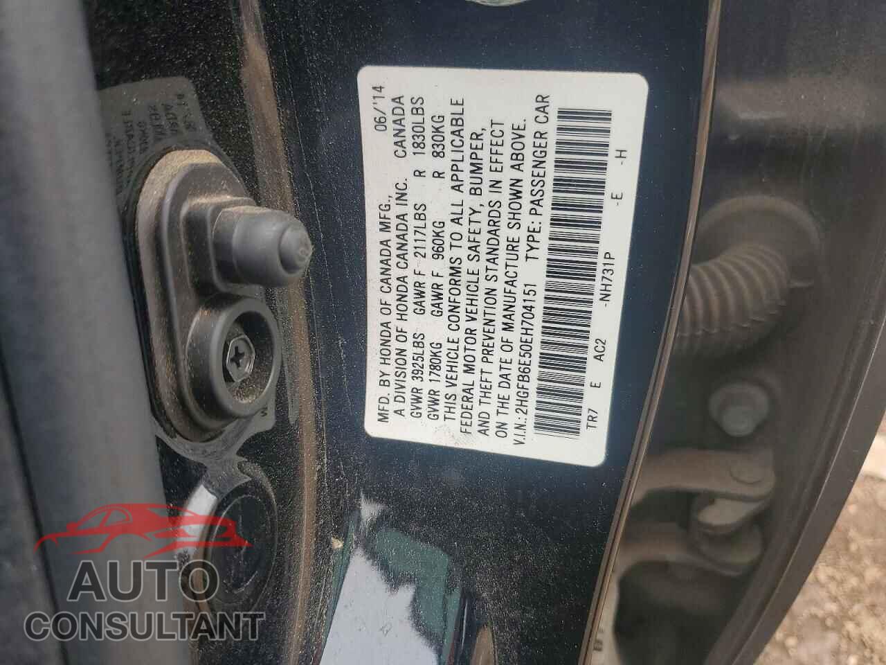 HONDA CIVIC 2014 - 2HGFB6E50EH704151