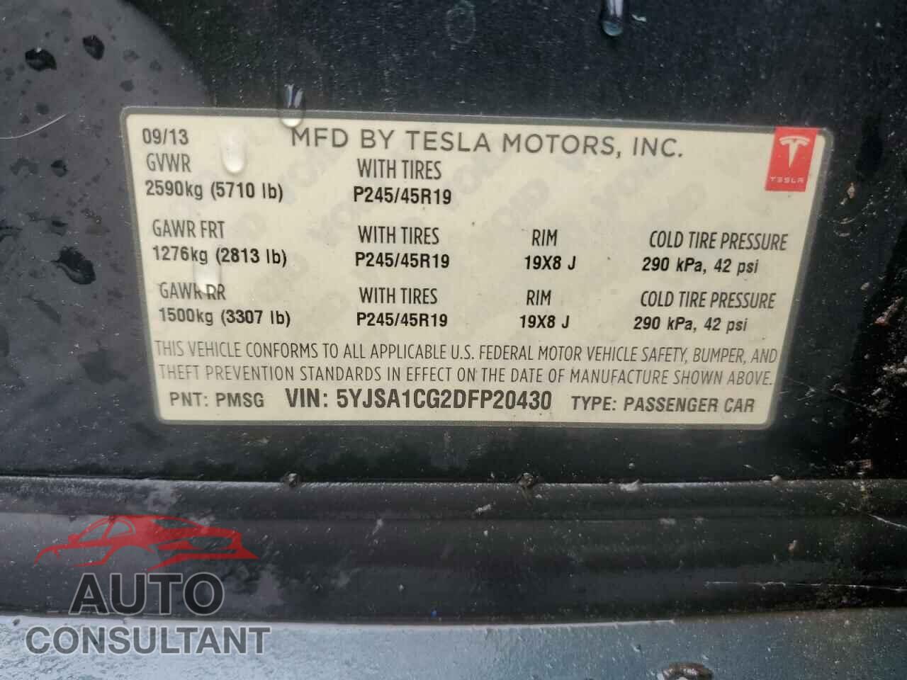 TESLA MODEL S 2013 - 5YJSA1CG2DFP20430