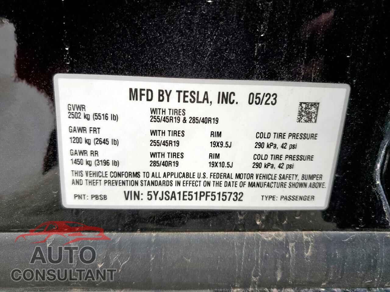 TESLA MODEL S 2023 - 5YJSA1E51PF515732